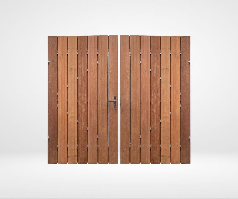 Dubbele Tuinpoort Hardhout / Keruing Verticaal