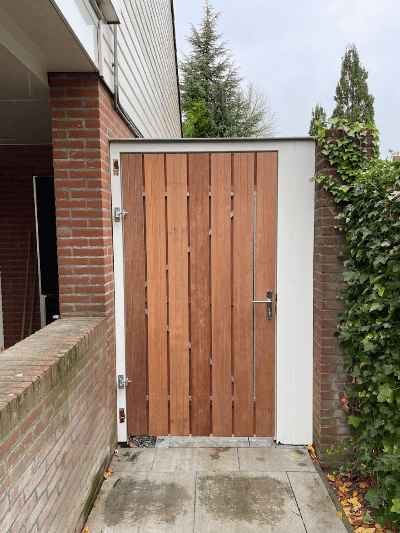 Dubbele Tuinpoort Hardhout / Keruing Verticaal - Afbeelding 5