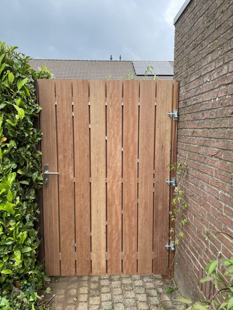 Dubbele Tuinpoort Hardhout / Keruing Verticaal - Afbeelding 4