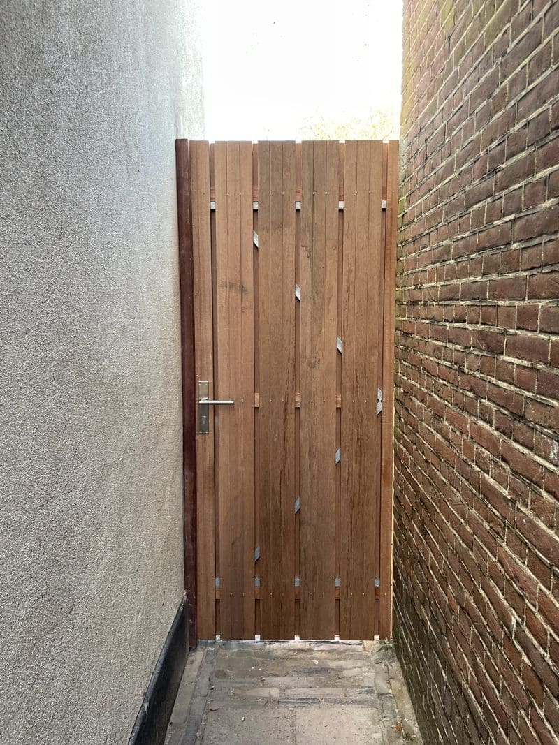 Dubbele Tuinpoort Hardhout / Keruing Verticaal - Afbeelding 10