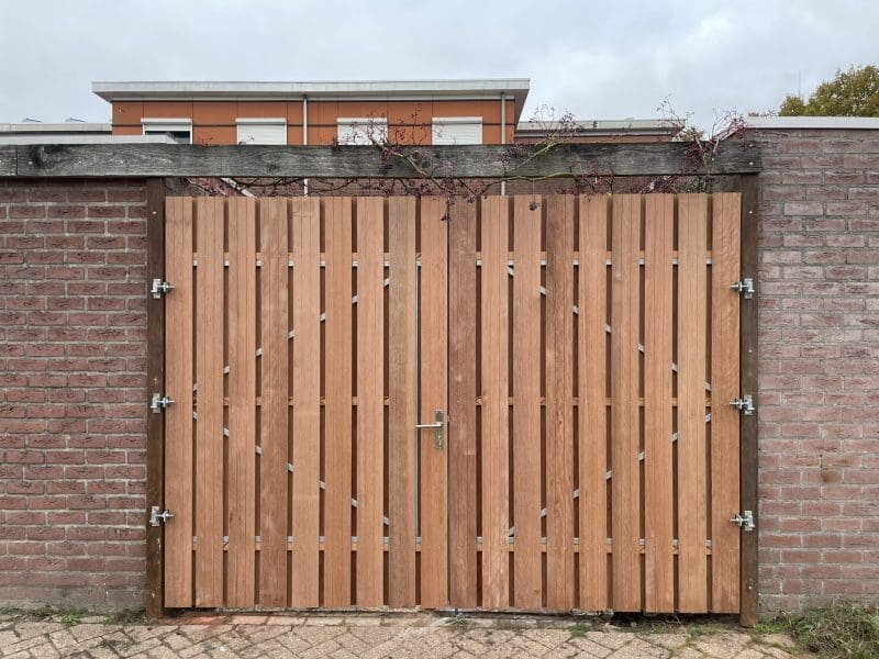 Dubbele Tuinpoort Hardhout / Keruing Verticaal - Afbeelding 3