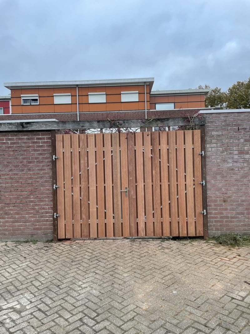 Dubbele Tuinpoort Hardhout / Keruing Verticaal - Afbeelding 2